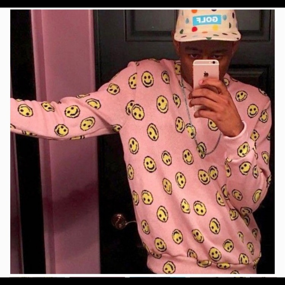 Golf Wang Pink Smiley Face crew neck jumper.